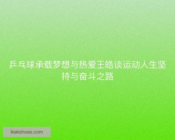 乒乓球承载梦想与热爱王皓谈运动人生坚持与奋斗之路