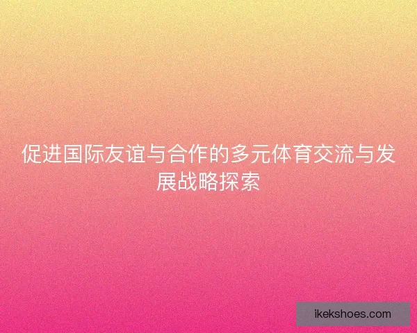 促进国际友谊与合作的多元体育交流与发展战略探索 促进国际友谊与合作的多元体育交流与发展战略探索