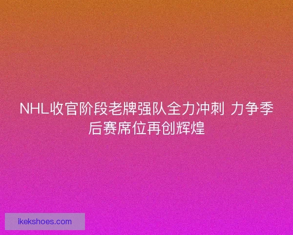 NHL收官阶段老牌强队全力冲刺 力争季后赛席位再创辉煌