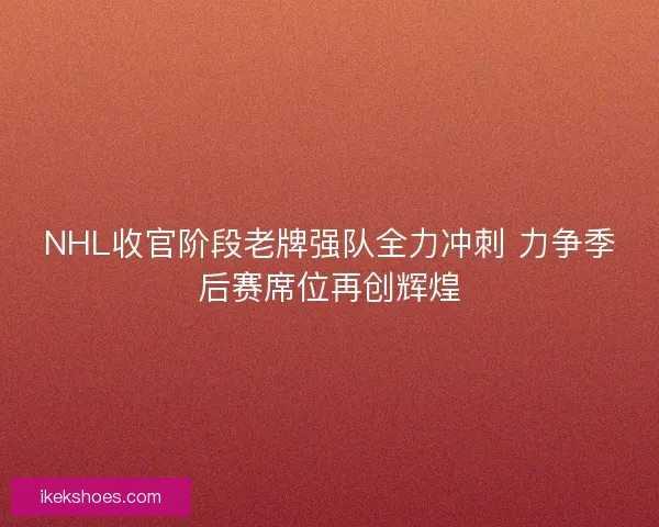 NHL收官阶段老牌强队全力冲刺 力争季后赛席位再创辉煌